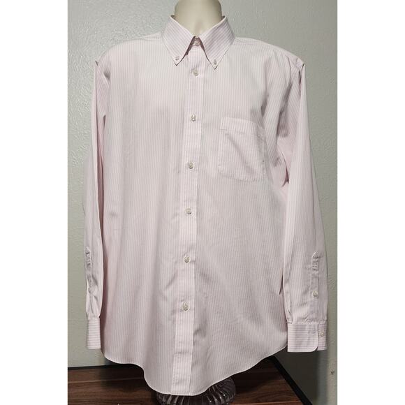 Brooks Brothers Regent Long Sleeve Button-down Dress Shirt Size XL Striped Pink - Picture 1 of 5